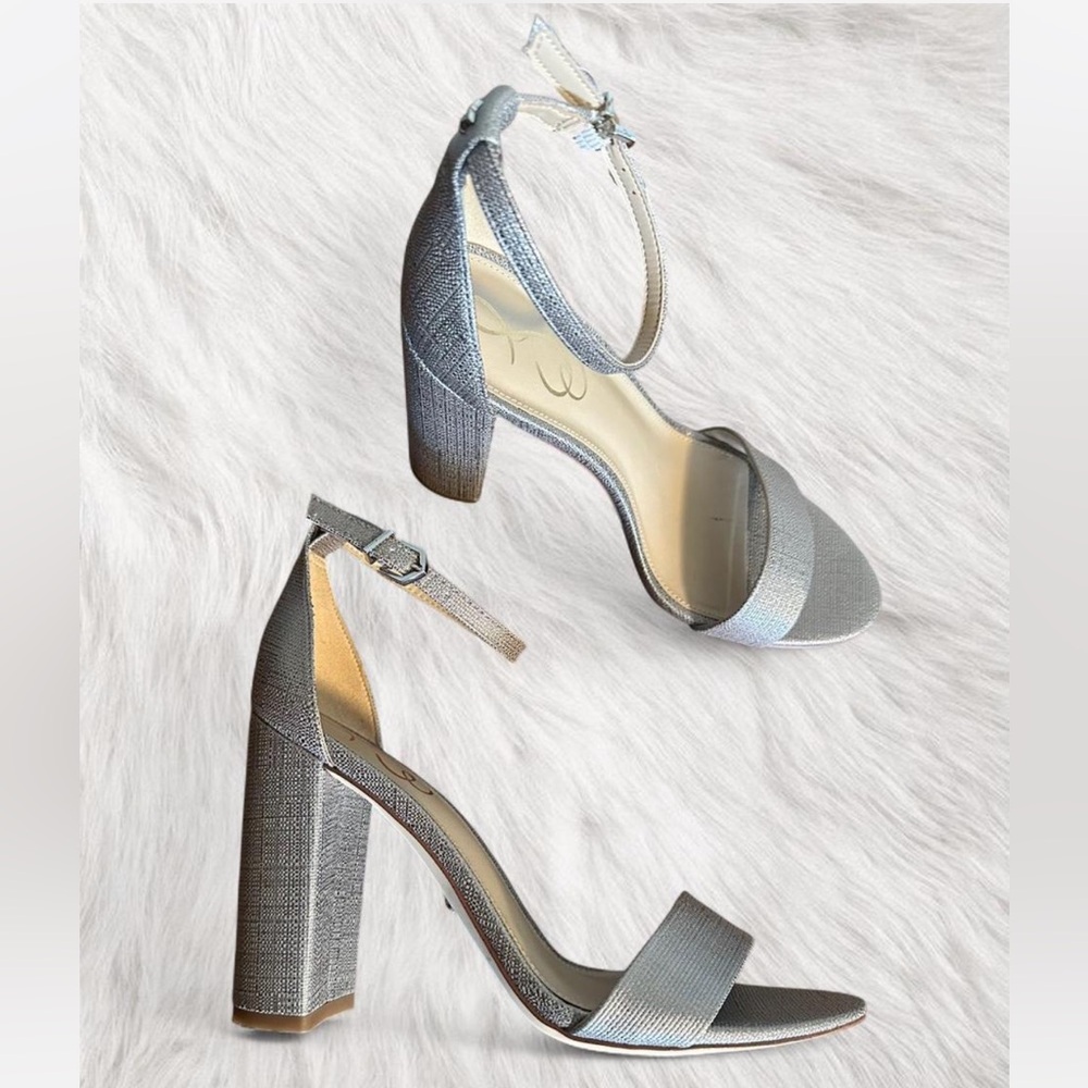 Sam Edelman silver Yaro block Heel sandal size 8